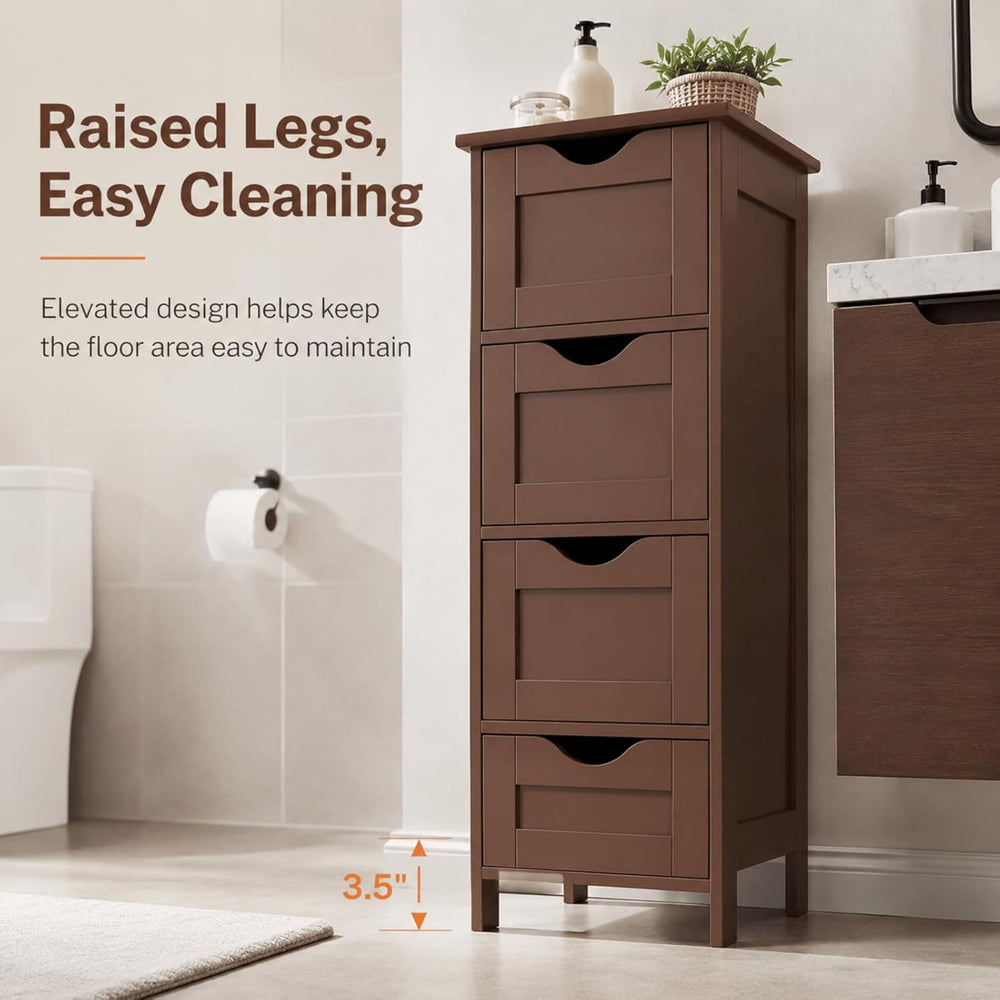 VINGLI 4-Drawer Bathroom Storage Cabinet, Slim Freestanding Floor Cabinet Org...