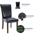 COLAMY Upholstered Parsons Dining Chairs Set of 6, PU Leather Dining Room Kitchen Side Chair with Nailhead Trim and Wood Legs - Black