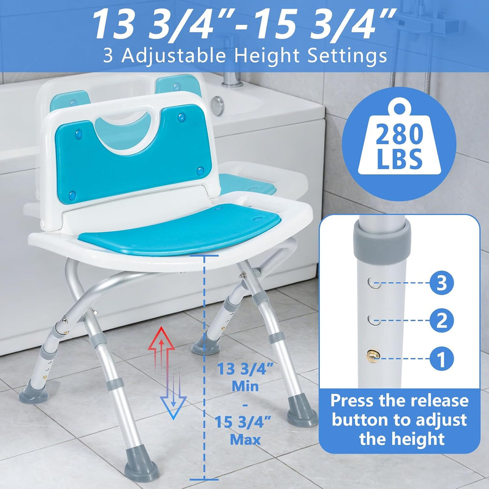 Small Folding Shower Chair with EVA Padded Seat for Seniors