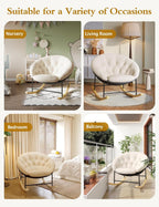 Kidirect Wide Rocking Chair Nursery, Comfy Saucer Nursery Rocking Chairs with Removable Cushion, Indoor Papasan Nursing Chair for Breastfeeding, Mecedora Para Adultos for Living Room & Bedroom (Beige)