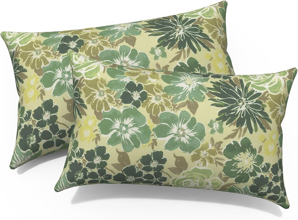 Outdoor Lumbar Pillows 12x20 Inch, Water Repellent Cushion Pillows, Outdoor P...