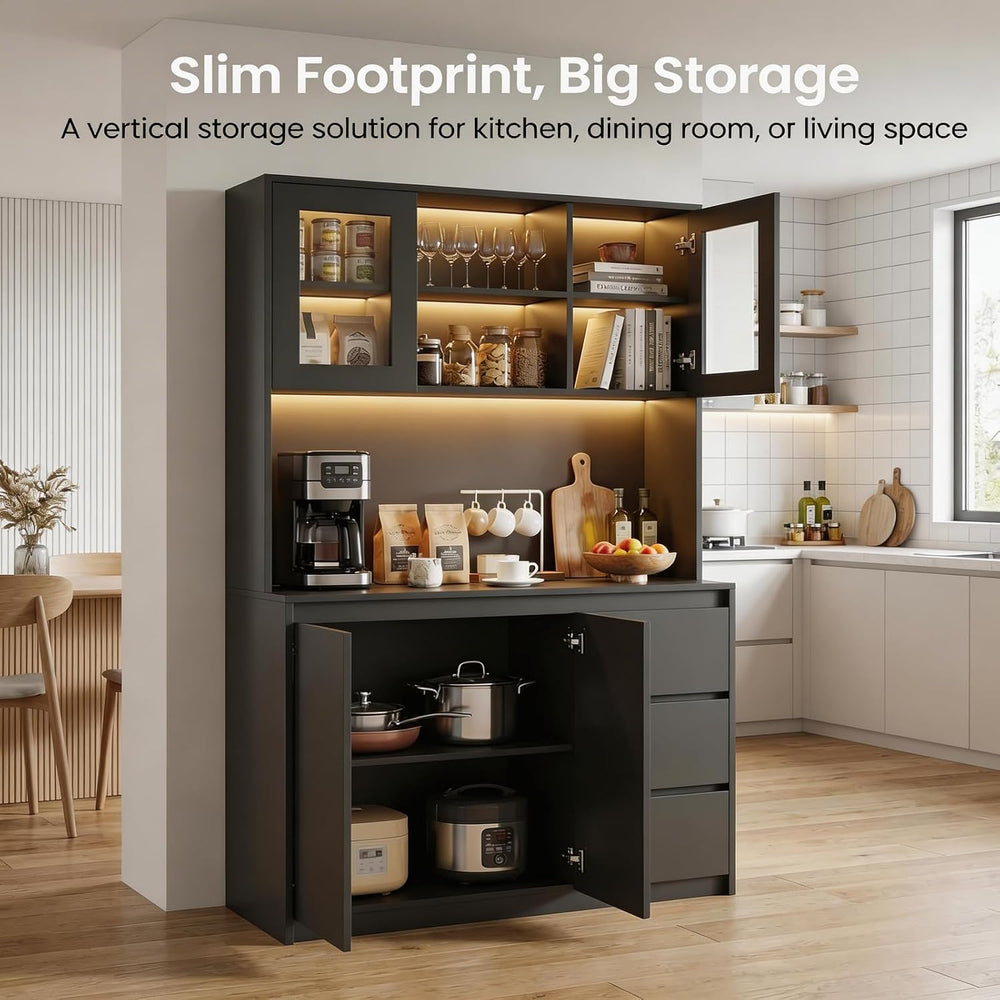 71" Kitchen Pantry Cabinet,Tall Storage Cabinet with Doors & Shelves...