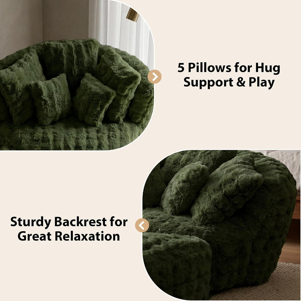 55" W x 75" D Oversized Chaise Lounge Chair Indoor with Ottoman,Gre...