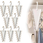 V Shaped Double-Sided Closet Organizer Hanger, 360° Rotating Multi-Layer Vertical Clothes Storage Rack with 12 Hooks, Space Saving Organizer for Hats, Scarves, Belts, Bags and Ties (8PC)
