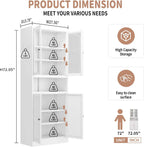 72" Kitchen Pantry Cabinets with Doors & Drawers, Freestanding Metal Pantry Cabinet with Microwave Shelf, Buffet Hutch with Storage for Kitchen Dining Room Pantry, Heavy Duty (White)