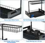 2 Pack Under Sink Organizer, 2 Tier Under Sink Organizers and Storage Multi-Purpose Under Sink Storage for Bathroom Kitchen (Black)