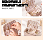 Small Travel Jewelry Box,2 Layers PU Leather Travel Jewelry Box, Portable Jewelry Storage with Large Capacity,Cloud White Jewelry Organizer Box Teacher Gifts for Women