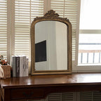Distressed Vintage Gold Wall Mirror - 24x36 inch, Large Antique Fireplace Mantle Mirror, Baroque Ornate Decorative Bathroom Mirror | Solid Wood Pine