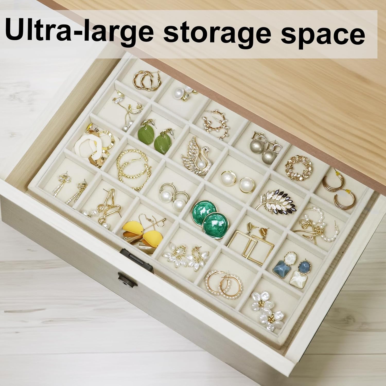Large Velvet Jewelry Organizer, Velvet Jewelry Organizer Sunglasses Storage Organizers, Large Jewelry Drawer Organizer Tray, Eyeglass Organizer Earring Holder Ring Display (Earring Tray)