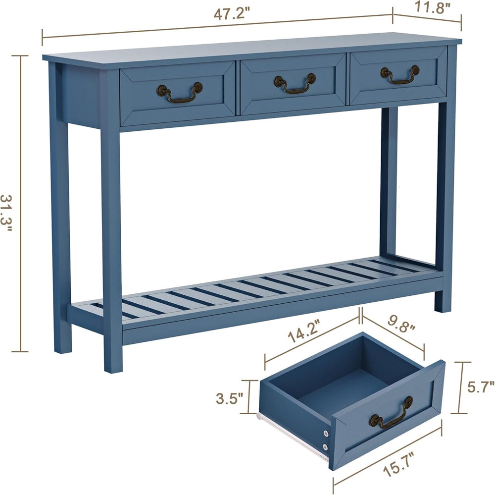 ChooChoo Console Table with 3 Drawers, Rustic Entryway Table, Narrow Long Sof...