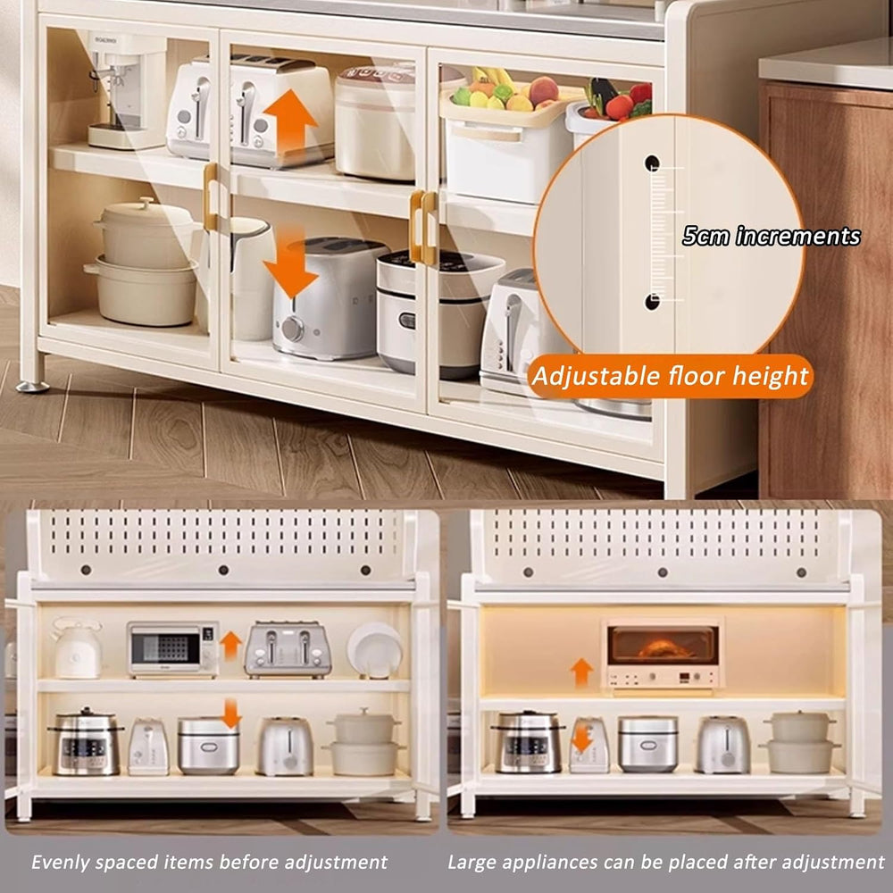JKGHK Metal Kitchen Pantry Storage Cabinet, Microwave Stand for Kitchens with...