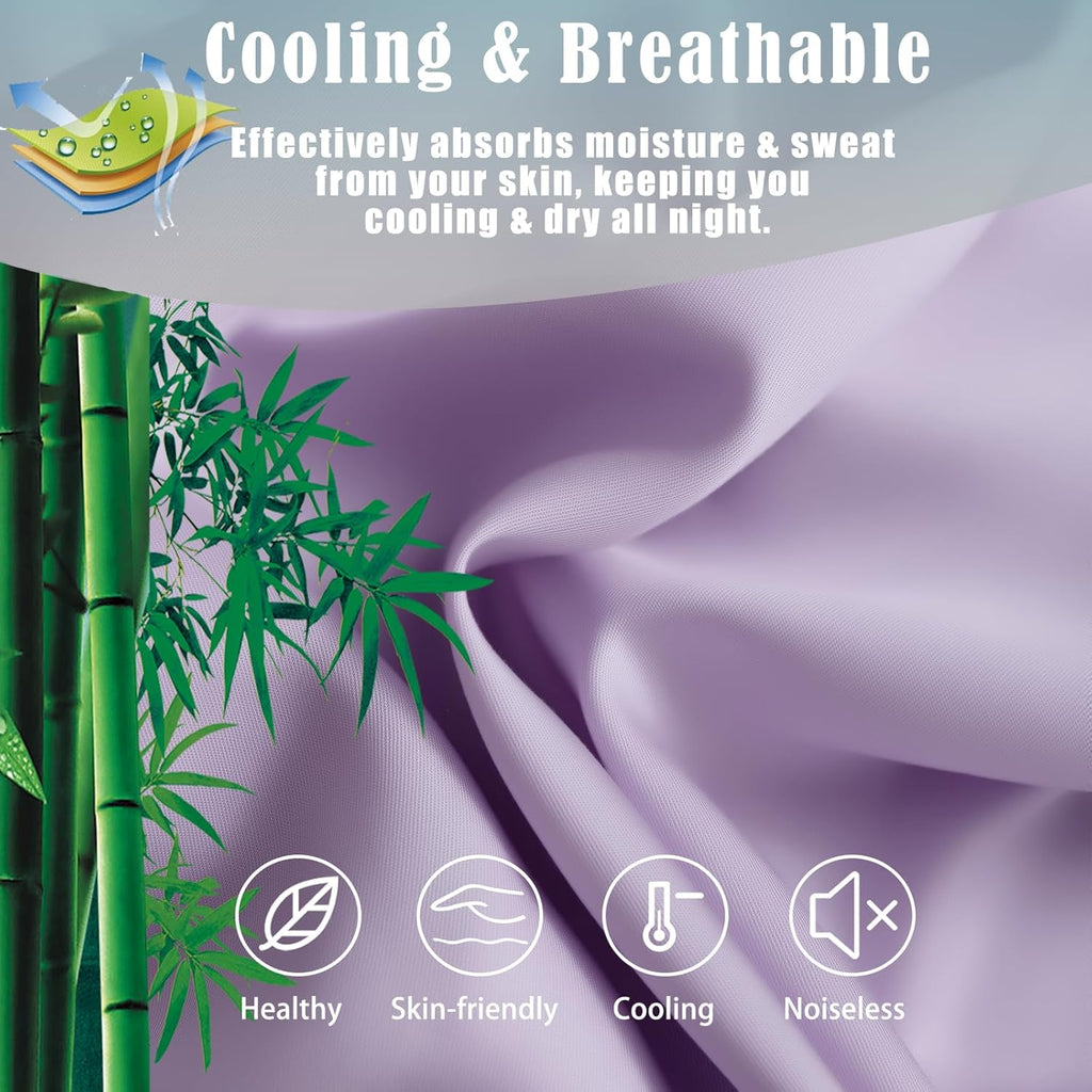 TELUS Body Cooling Pillow Case Cover, Bamboo Rayon & Lyocell Pillowcase with Zipper Closure, Breathable Pillow Case for Hot Sleepers and Night Sweats, 20x54 inches, Light Purple