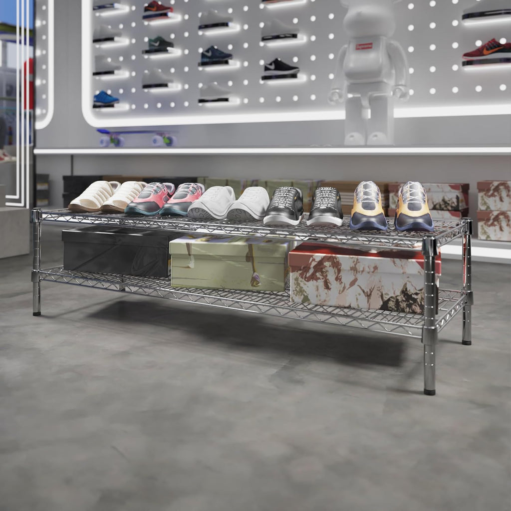 18" Deep x 54" Wide x 14" Height Wire Shelving Kit | 2-Tier | NSF Commercial Storage Rack Unit
