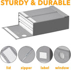 SpaceAid 12 Pack Bed Sheet Organizers and Storage, Foldable Sheet Organizer for Linen Closet, Sheets Set Folder Keeper with Window XL (Queen & King Size) Bedding Container (Gray, 12 Pack)