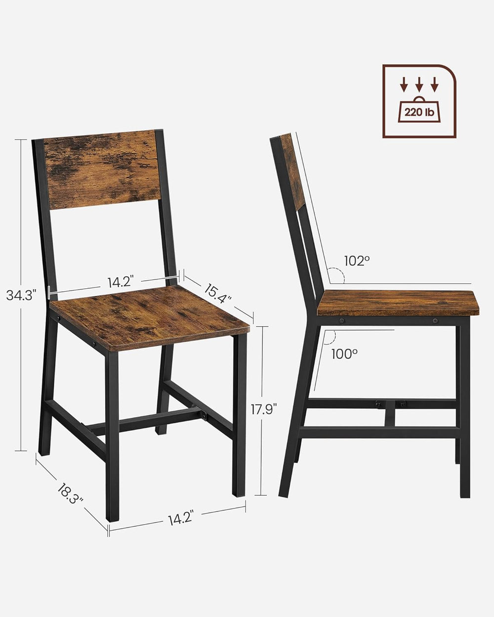 VASAGLE Extendable Dining Table Set for 2 with 2 Chairs, 33.3-47.3 Inches | D...