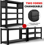 SILVEL 48.2" W Garage Shelving, 5000LBS Heavy Duty Metal Shelving, 2025 Solid Storage Shelves with 2 Side Pegboards, Industrial 5 Tier Shelves for Basement Pantry Warehouse Supermarket, 2 Pack