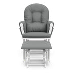 Storkcraft Premium Hoop Glider & Ottoman (White/Gray) — GREENGUARD Gold Certified Nursery Glider, Solid Wood Craftsmanship, Smooth-Gliding, Award-Winning