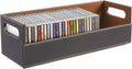 Stock Your Home CD Storage Box, Organizer Shelf for Movie Cases, DVDs, Cassette Tape Display Stand, Disc Holder Can Store Up to 40 CDs, Faux Leather (Brown)