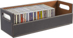 Stock Your Home CD Storage Box, Organizer Shelf for Movie Cases, DVDs, Cassette Tape Display Stand, Disc Holder Can Store Up to 40 CDs, Faux Leather (Brown)