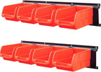 Wallmaster 8-Bin Storage Bins Garage Rack System 2-Tier Orange Tool Organizers Cube Baskets Wall Mount Organizations (Orange)