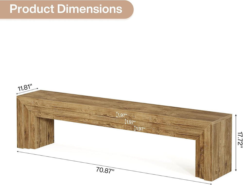 Tribesigns 71" Extra Long Entryway Bench, Modern Farmhouse Shoe Bench Wo...