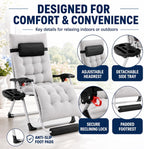 Yaheetech Zero Gravity Chair, Folding Reclining Lounge Recliner with Removable Pad & Headrest & Side Cup Holder Tray for Indoor and Outdoor Gray/1