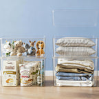 Clear plastic storage bins with LIDS,storage containers for snacks, cosmetics, books, dog food, Storage Organizer for Nursery，Kitchen, Living room,Bedroom, Bathroom, Office(clear, 2XL+2L)