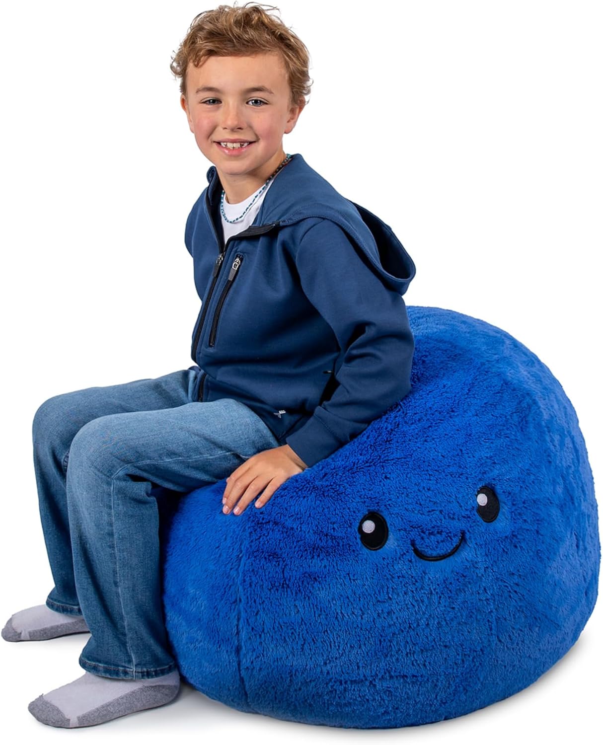 Big Joe Blueberry PlushiPals Super Soft Bean Bag Chair for Kids, Ultra-Soft Plush Polyester Blend, 2.5 feet Refillable