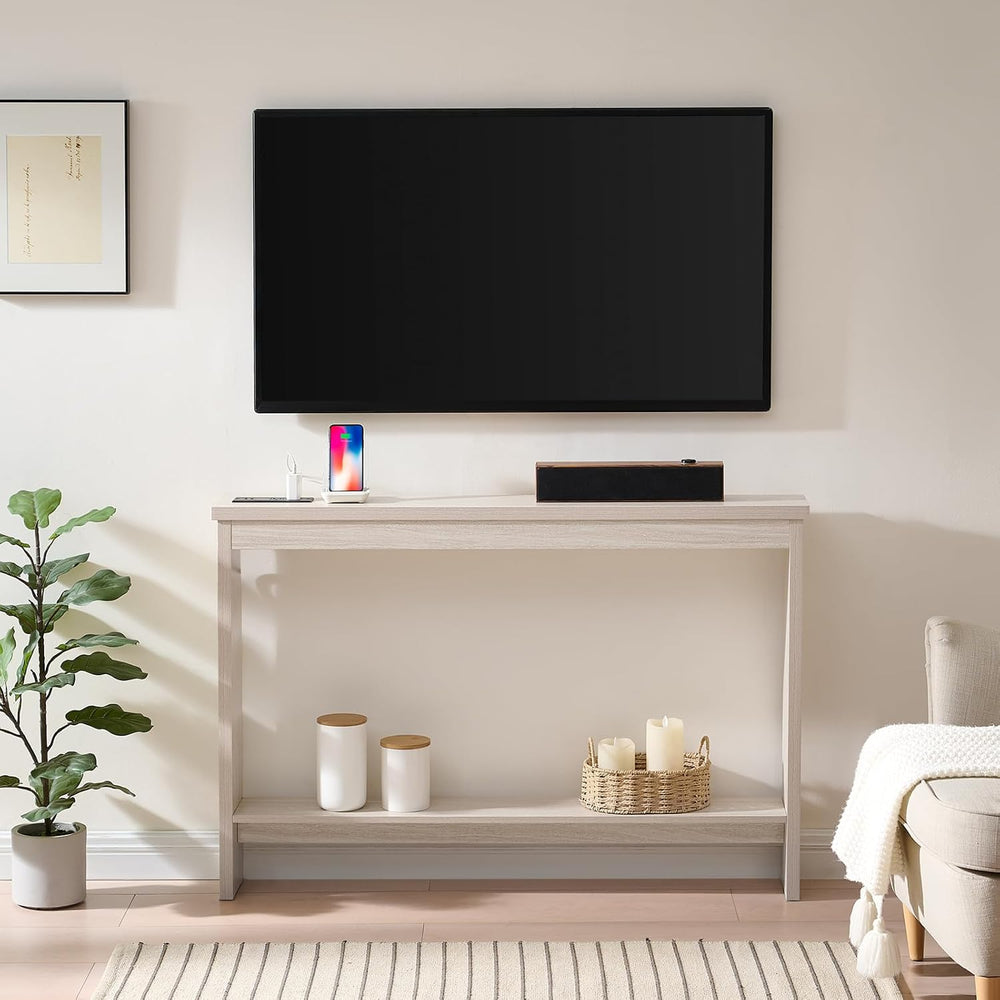 Console Table with Power Outlet and USB Port, 47" Long Behind Couch Tabl...