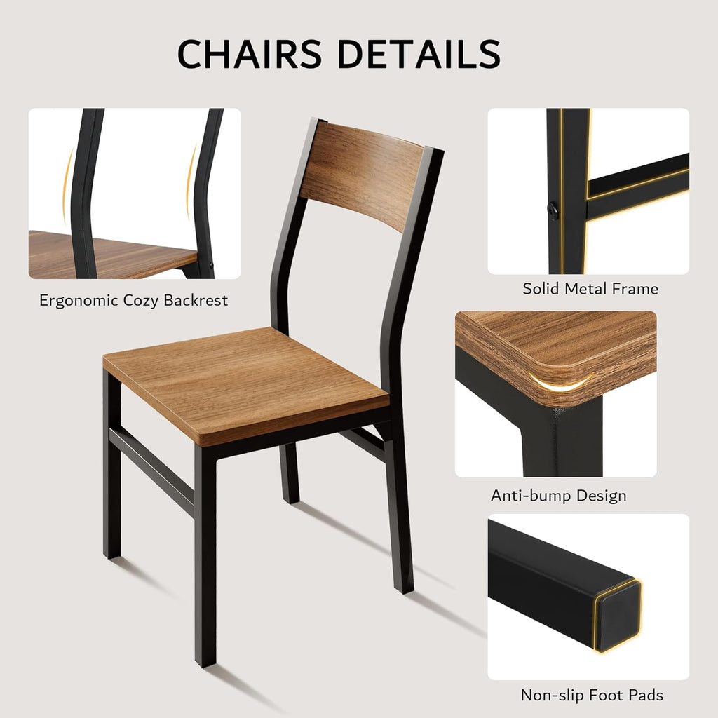 iPormis 7-Piece Dining Table Set with 6 Chairs, 63" Extendable Kitchen Table & Chairs Set for 4-6, Dining RoomTable with Solid Metal Frame & MDF Board, Perfect for Small Space, Easy Assembly, Walnut