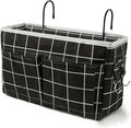 Bedside Caddy Bedside Hanging Storage Basket Multi-Function Organizer Caddy for Bunk and Hospital Beds Dorm Rooms Bed Rails, Can be Placed Glasses Books Mobile Phones（Black Grid）