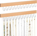 ZEDODIER 2 Pack Necklace Organizer Wall Mount, Wooden Jewelry Hanger Necklace Holder with 24 Hooks,Hanging Jewelry Organizer, Natural