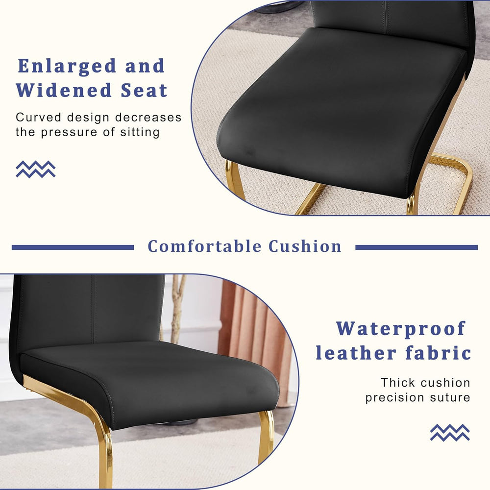 YUNDREAM Modern Marble Dining Table Set for 8,Black Gold 71'' Dining ...