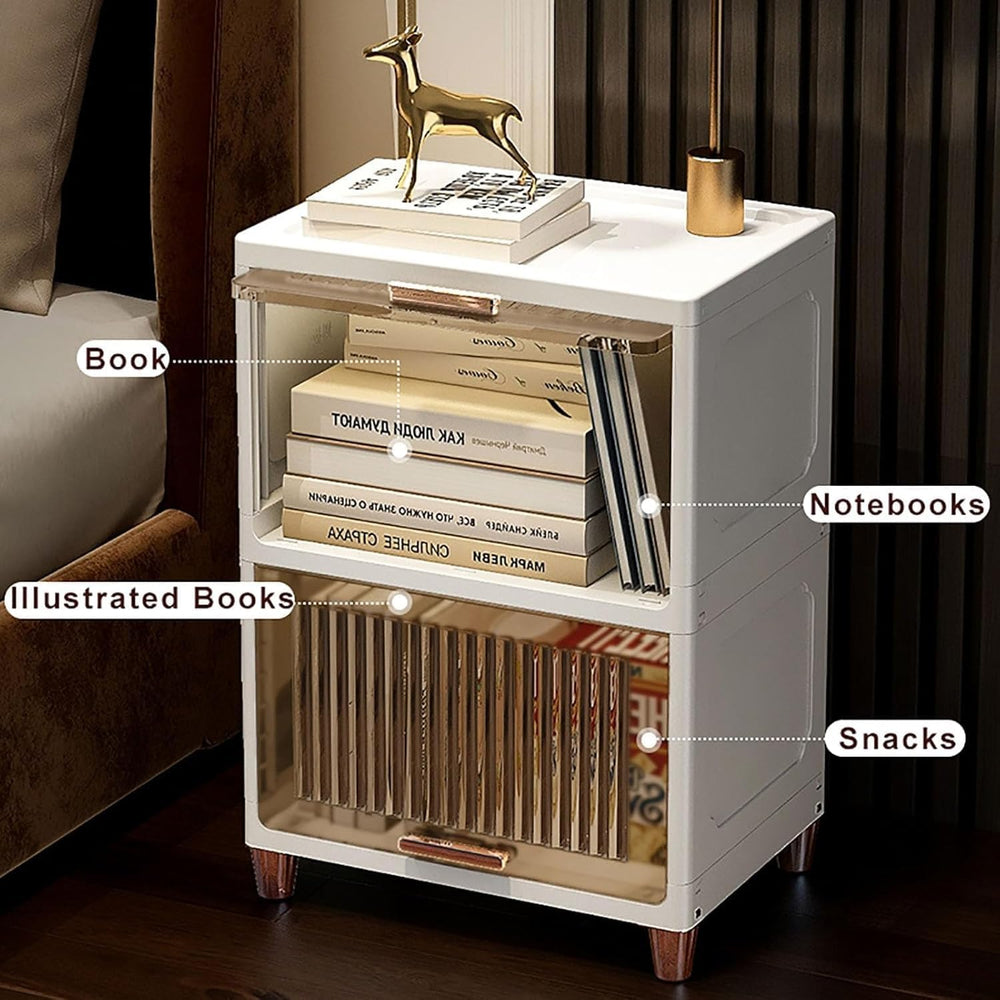 Translucent Nightstand with Flip Drawer, Simple and Stylish Bedside Table for...