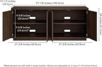 Henn&Hart Fluted TV Stand for TVs up to 65" with 2 Concealed Ribbed Storage Cabinets and Adjustable Shelves for Living Room, Family Room, or Office, Warm Brown