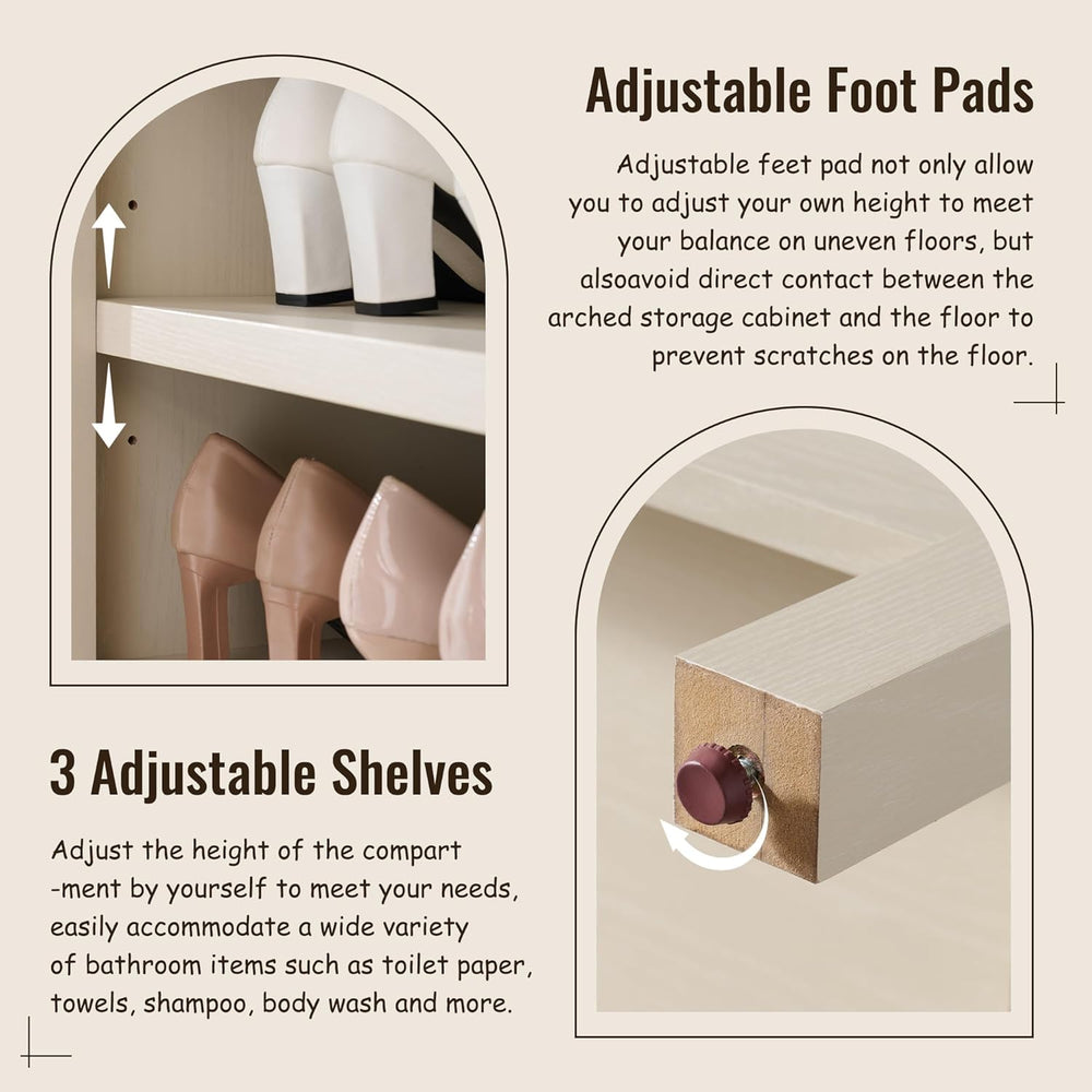 IFBUY 71" Tall Arched Bathroom Storage Cabinet, 8-Tier Modern Farmhouse ...