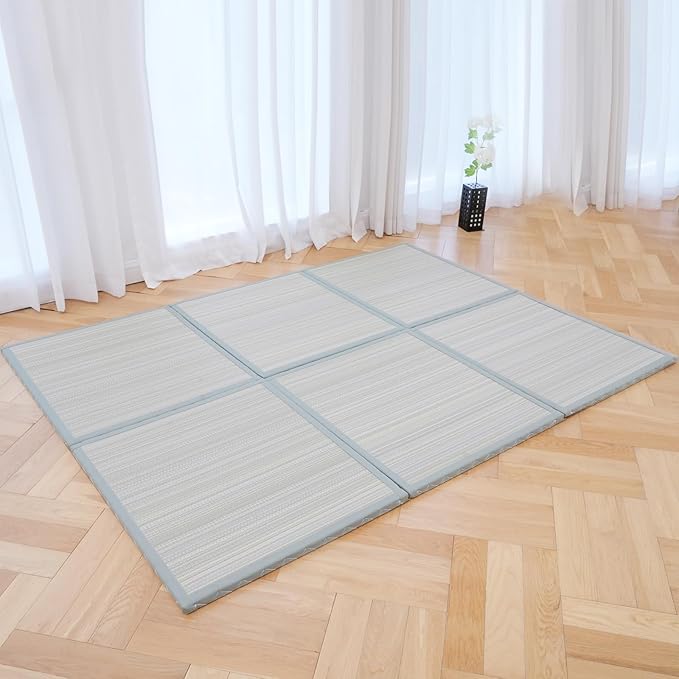 Zonli Japanese Tatami Mat, Foldable Floor Sleeping Pad Futon Mattress, Made from Natural Coconut Shell Fiber & Jute Fiber, Firm Traditional Floor Bed Queen 60"x80"