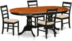 East West Furniture PLPF5-BCH-C 5 Piece Kitchen Table Set for 4 Includes an Oval Dining Room Table with Butterfly Leaf and 4 Linen Fabric Upholstered Chairs, 42x78 Inch, Black & Cherry