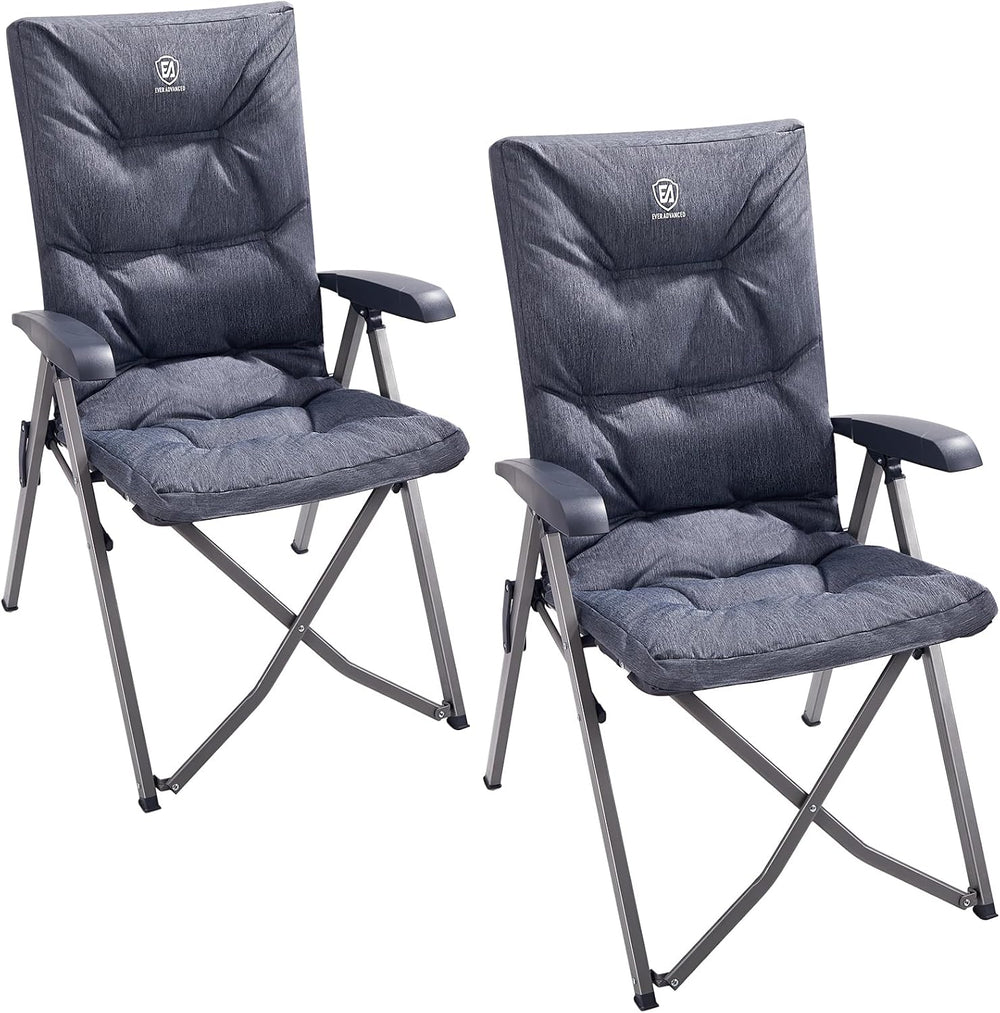 EVER ADVANCED Luxury Camping Chairs 2 Set for Adults Heavy Duty High Back Ove...