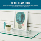 Spancraft Clear Floating Glass Shelf 8" X 36" in Chrome