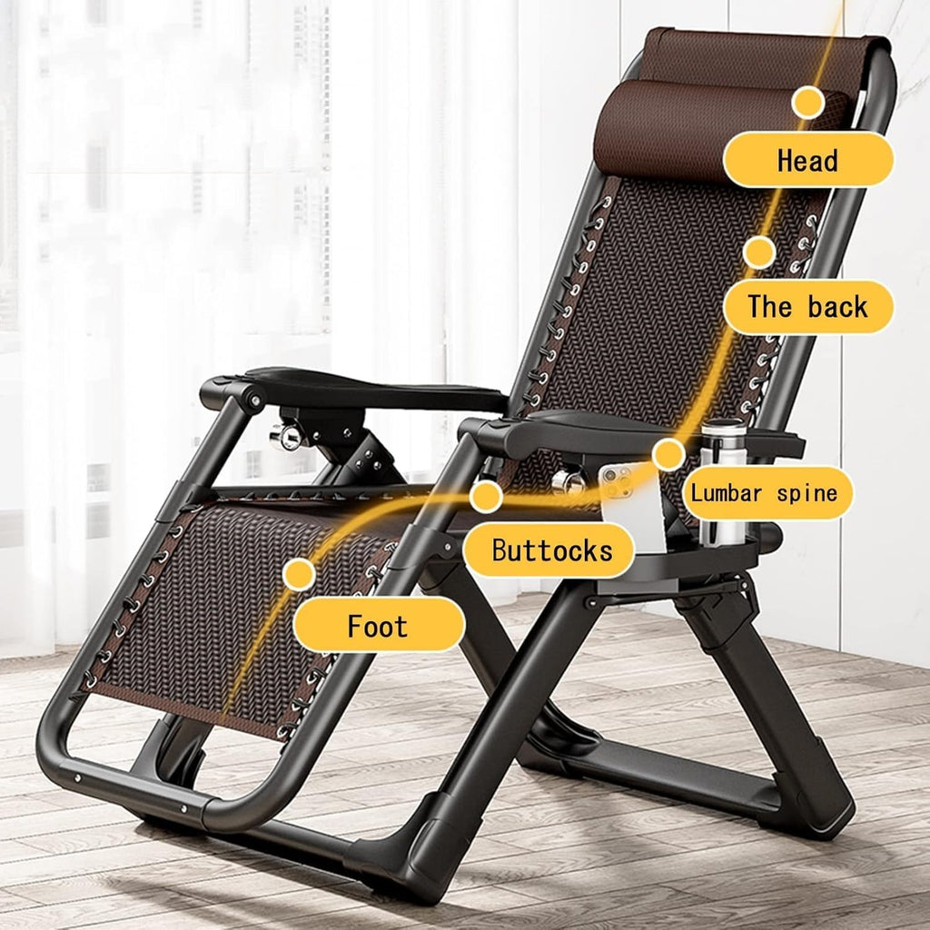 Gravity Chair, Folding Portable Chaise Lounge， with Headrest and Cup Holder, Reclining Patio Lounger(Yh-1004)