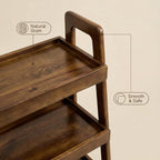 100% Solid Wood Ladder Shelf, 3 Tier Small Ladder Bookshelf, Freestanding Display Ladder Shelves with Open Storage for Living Room, Bedroom, Home Office, Saving Space, Walnut