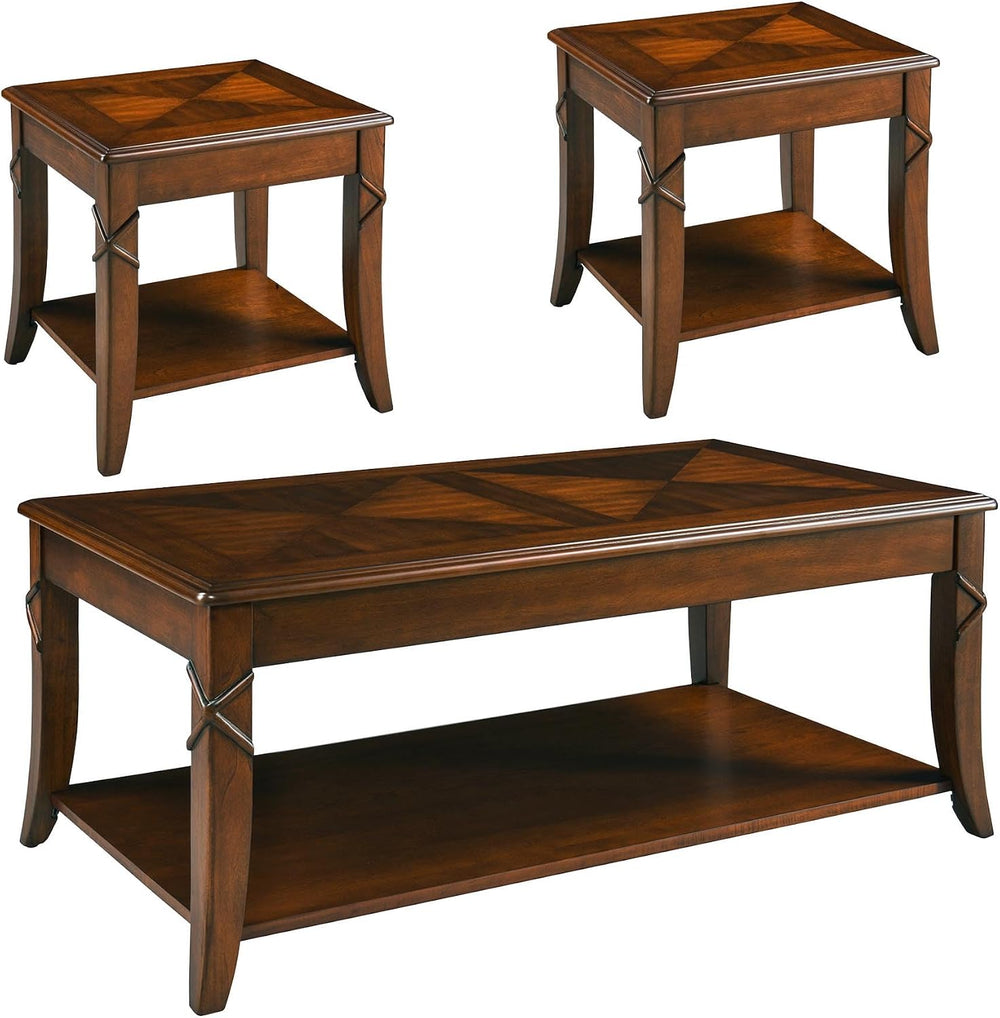 Living Room Tables Set of 3- One Coffee Table and Two End Table with Carved T...