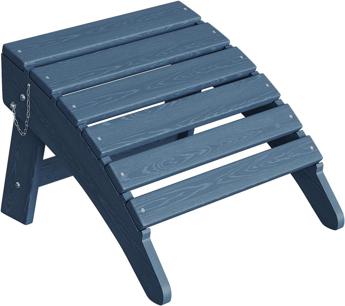 Garvee Folding Adirondack Ottoman, HDPE Outdoor Footrest for Adirondack Chair, All-Weather Resistant for Deck Backyard Patio Outside Poolside Porch Lawn - Navy Blue