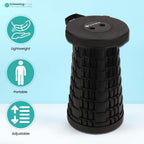 Trimming Shop Heavy Duty Foldable Collapsible Telescopic Stool, Portable & Adjustable Pop Up Stool Plastic Seat for Camping, Fishing, BBQ, Hiking, Indoor/Outdoor Use, 440lbs Load Capacity - Black | Telescopic, Lightweight Collapsible Stool With 200kg