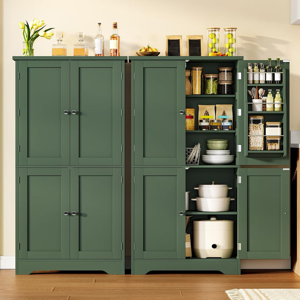 TEENFON 51" H Pantry Cabinet with 4 Doors, Kitchen Cabinet with 6 Door S...