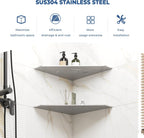 FerdY 2-Pack 10" Brushed Nickel Recessed Corner Shower Shelf, for Tiled Bathroom Walls, Floating Shelf, 304 Stainless Steel Shower Caddy Storage Shelves, No Drilling Required, Rugby Diamond