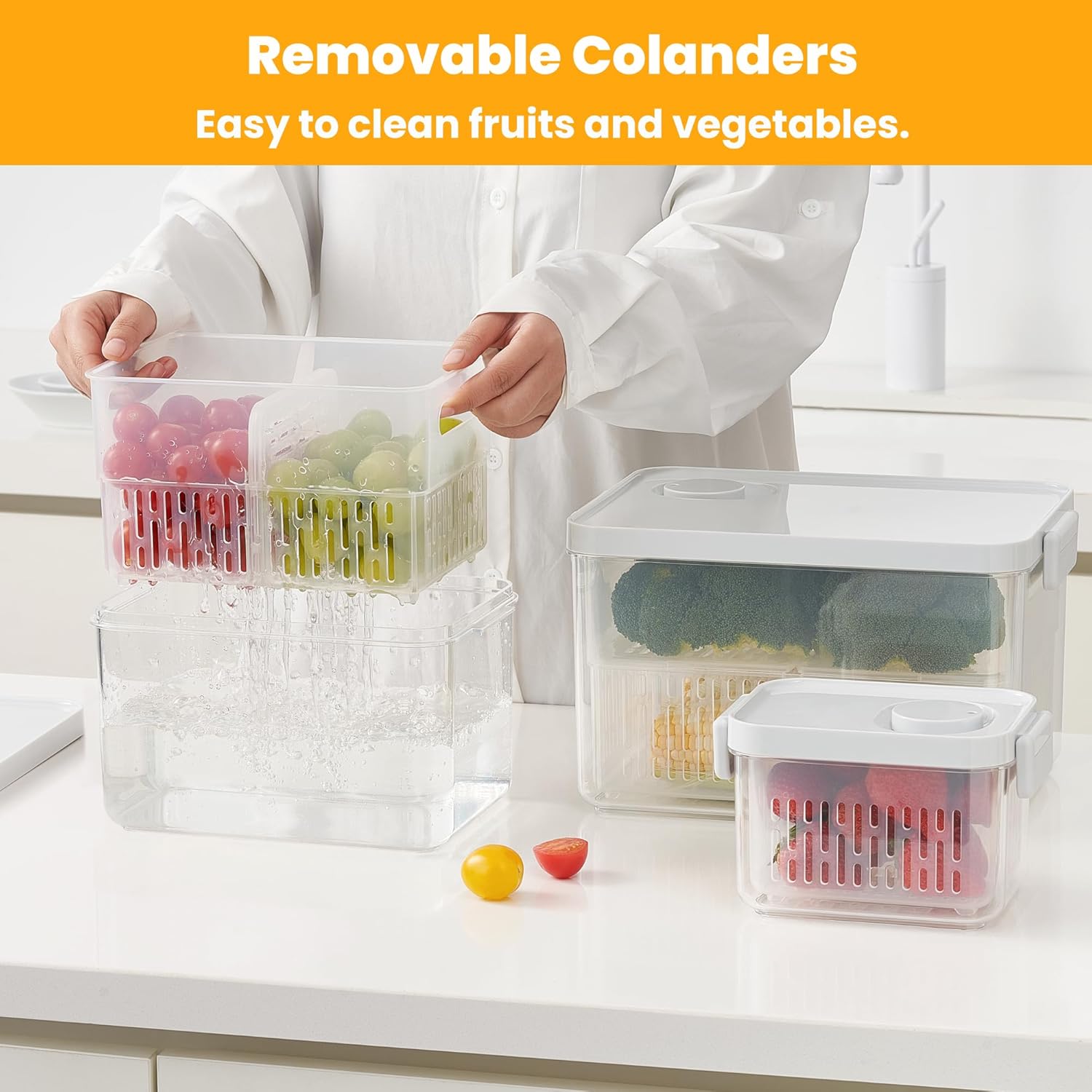 vacane Dishwasher Safe Berry Keeper, Produce Saver, Clear Fruit Containers, BPA-Free Lettuce Keeper, Keep Food Fresh, 3.8 Cup