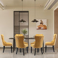 Velvet Upholstered Dining Chairs Set of 8, Modern Style Kitchen Side Chairs with Nailhead Trim and Wood Legs,Metal Pulling Ring for Dining Room Living Room(Gold)