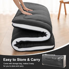 Japanese Floor Mattress, 4" Japanese Futon Mattress, Foldable & Portable Shiki Futon (shikibuton), Roll Up Thicken Sleeping Tatami Mat Sleeping Pad for Camping (Black, 39 x 80)